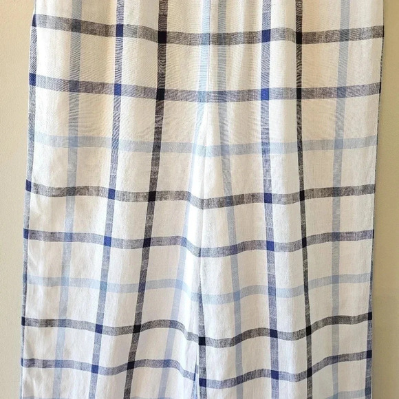 Red Carter Lola Plaid Gingham Linen Cotton Blend Jumpsuit Blue White Size Small. - Picture 11 of 16